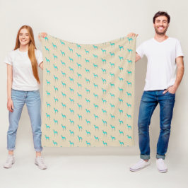 Greyhound Whippet Türkis Silhouette Pattern Fleecedecke