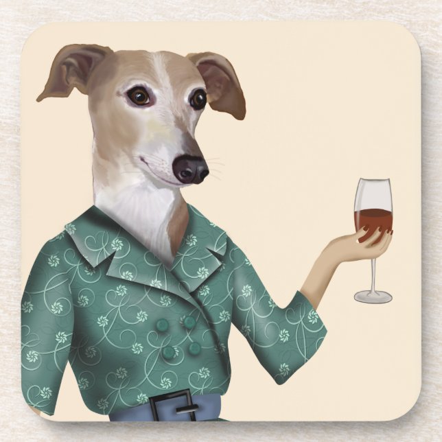 Greyhound Wine Snob Getränkeuntersetzer (Vorderseite)