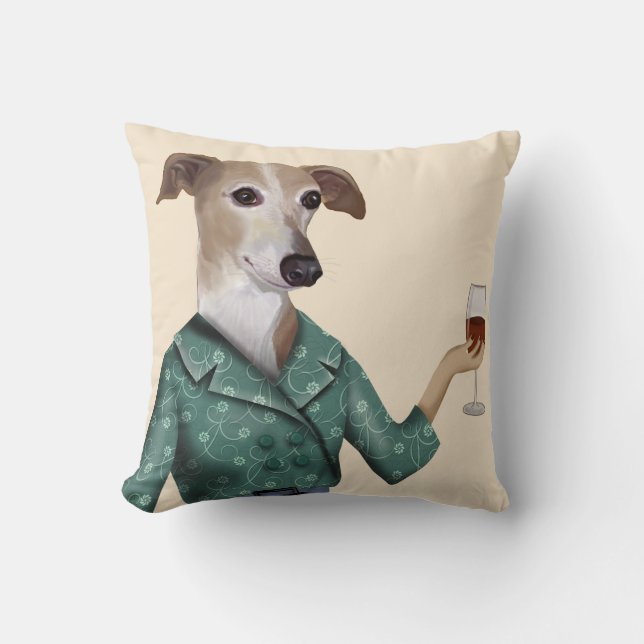 Greyhound Wine Snob Kissen (Vorderseite)