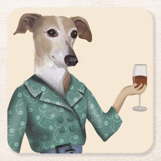 Greyhound Wine Snob Rechteckiger Pappuntersetzer (Vorderseite)
