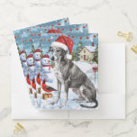Greyhound Winter Wonderland Christmas Joy Bewerbungsmappe<br><div class="desc">Dieses festliche Design spiegelt den fröhlichen Geist der Urlaubssaison wider und besticht durch ein hübsches Jungtier mit einer Weihnachtsmannmütze. Der Hund ist eingebettet in ein winterliches Wunderland, mit einem Schneemann, einem dekorierten Weihnachtsbaum und wunderschön verpackten Geschenken. Schneeflocken fallen sanft ab und geben der Szene eine magische Touch, während die lebhaften...</div>