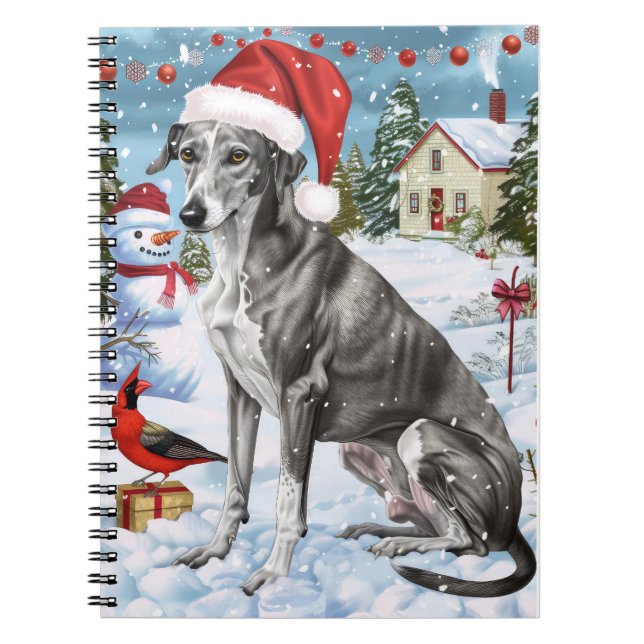 Greyhound Winter Wonderland Christmas Joy Notizblock (Vorderseite)