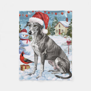 Greyhound Winter Wonderland Weihnachtsfreude Fleecedecke