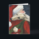 "Greyhound with Santa" Hund Art Weihnachtskarte Feiertagskarte<br><div class="desc">Diese Grußkarte zeigt eine Reproduktion meines ursprünglichen Ölgemäldes eines Windhundes mit dem Weihnachtsmann.</div>