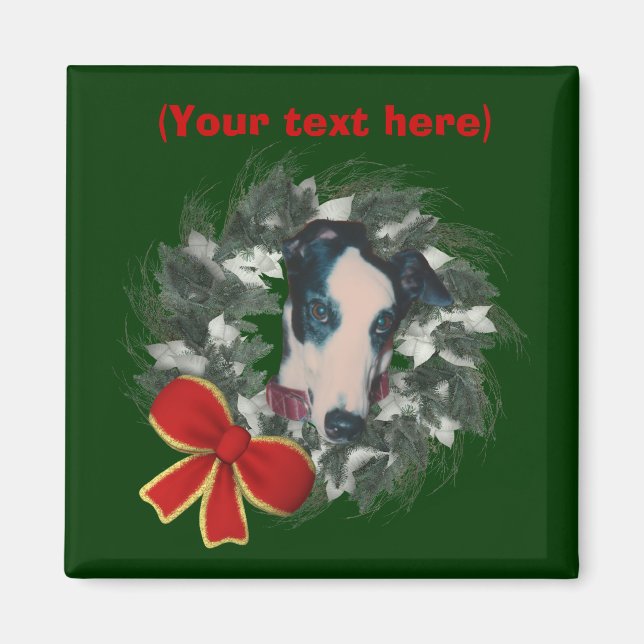 Greyhound Wreath Christmas Holiday Magnet (Vorne)