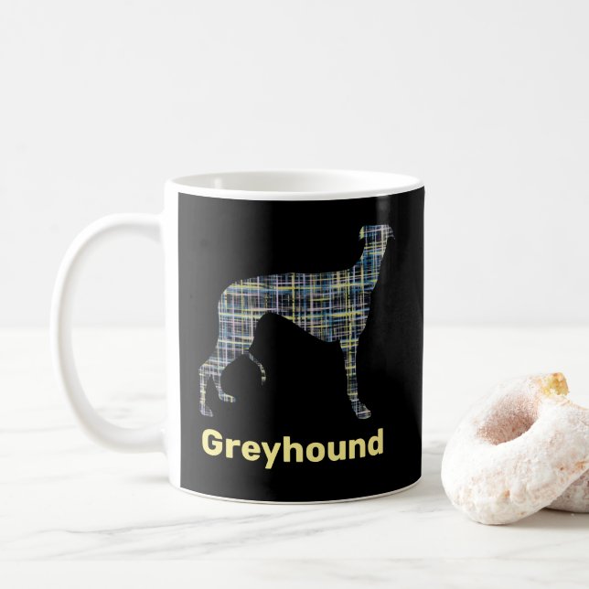 Greyhound Yellow & Blue Grilllinien Kaffeetasse (Mit Donut)