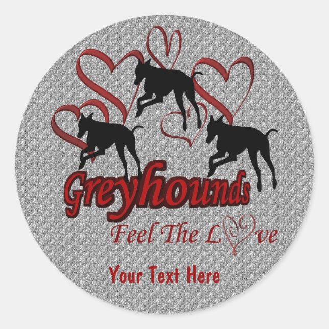 Greyhounds Et Coeurs Aimer Sticker Chien (Devant)