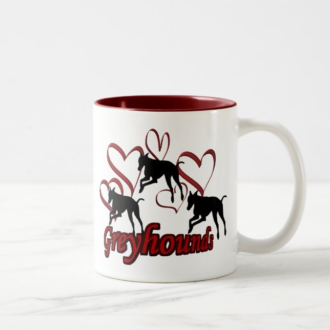 Greyhounds Hearts Dog Lover Foto Kaffee Tasse (Rechts)