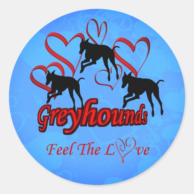 Greyhounds Hearts Liebe Dog Runder Aufkleber (Vorderseite)