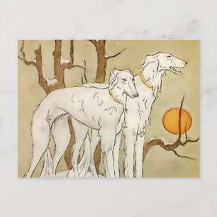 „Greyhounds im Winter“ von Marjorie Miller Postkarte