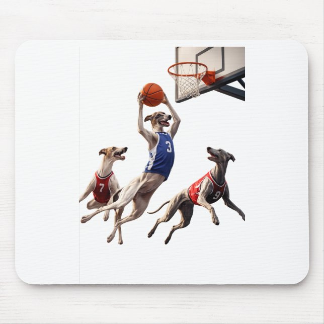 Greyhounds playing basketball mousepad (Vorne)