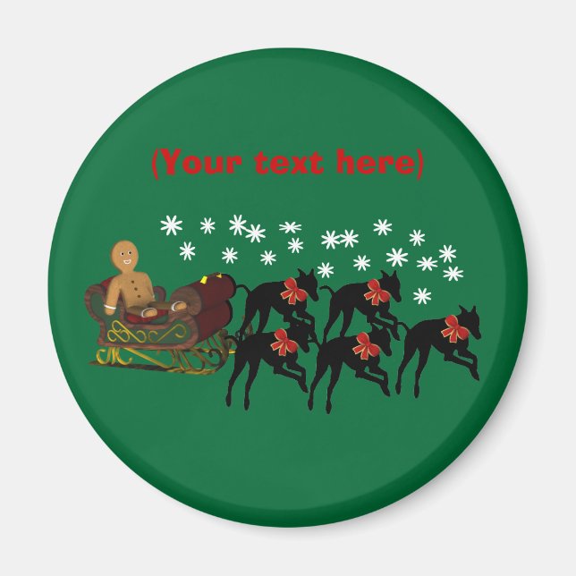 Greyhounds Sleigh Christmas Holiday Magnet (Vorne)