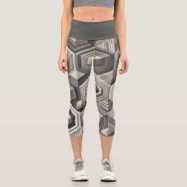 Greyscale Geometrie Capri Leggings