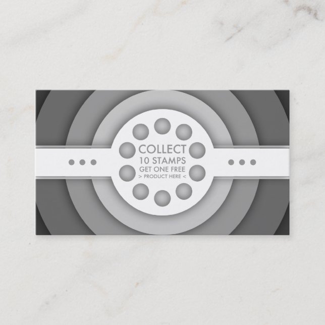 greyscale retro Loyalitäts-Briefmarkenkarte Treuekarte (Vorderseite)