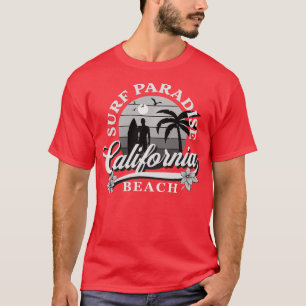 Greyscale Surfing Design Surf Paradies in Kaliforn T-Shirt