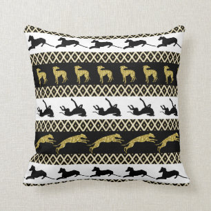 Greyt Greyhound Monochrome und Gold Diamonds Kissen