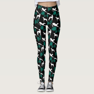 Greyt Greyhound Silhouetten mit Monstera-Blätter Leggings