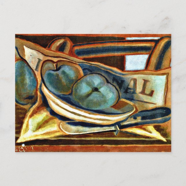 Gri - Äpfel, Stillleben Kunst von Juan Gris Postkarte (Vorderseite)