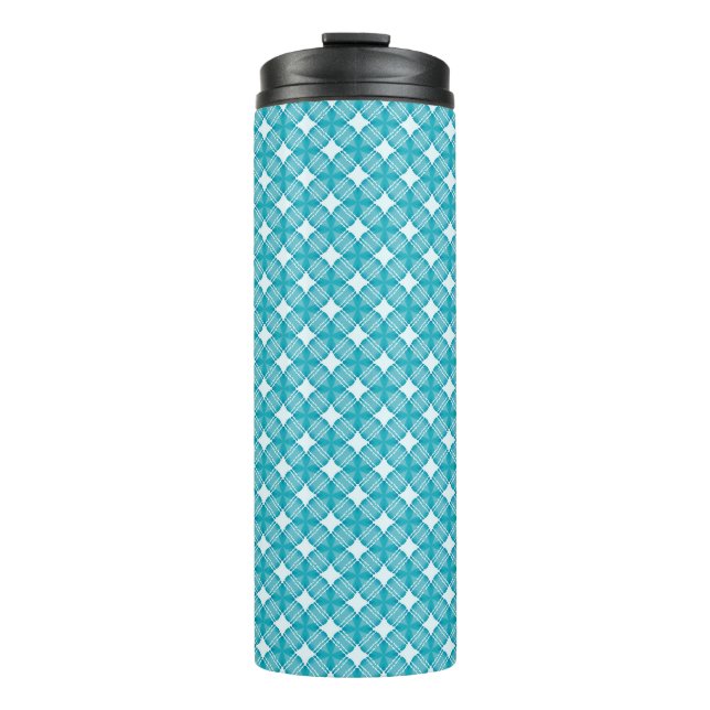 Grid and Stars Gingham Pattern Thermosbecher (Vorderseite)