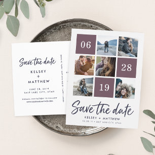 Grid Collage Photo Save the Date Ankündigungspostkarte