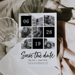 Grid Collage | Schwarzweiß-Foto Save the Date<br><div class="desc">Mit diesen schicken Schwarz-Weiß-Karten können Sie Ihre nächsten Nuptials bekannt geben und die Dattelkarten mit sechs Ihrer beliebten quadratischen Fotos und Ihrem Hochzeitstag in einem gegridachten Layout speichern. "Save the Date" erscheint unterhalb einer neuen, lässigen Pinselmarkierungstyp. Personalisieren Sie mit Ihren Namen, Hochzeitsort und Website oder andere Informationen in reich schwarz....</div>