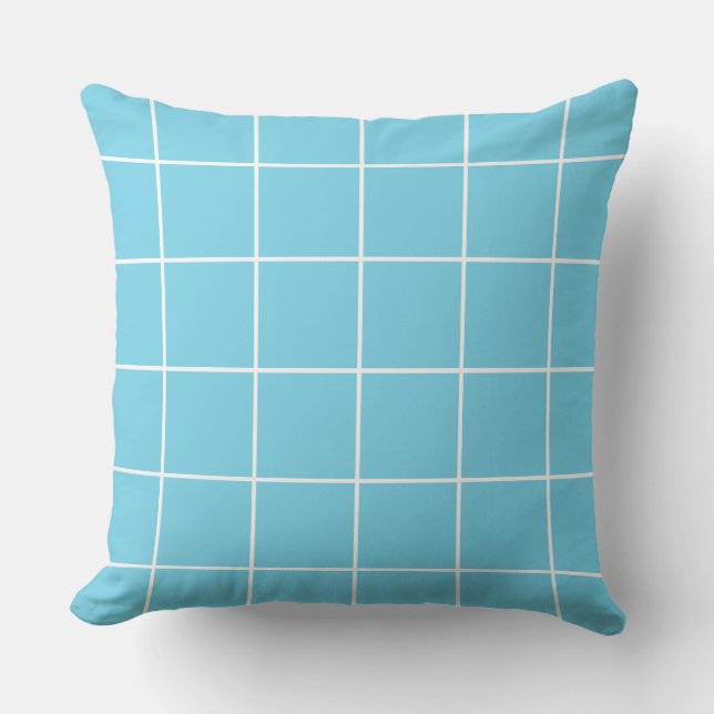 Grid Light Blue und White Kissen (Vorderseite)