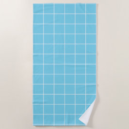 Grid Light Blue und White Strandtuch