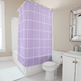 Grid Lilac und White Duschvorhang