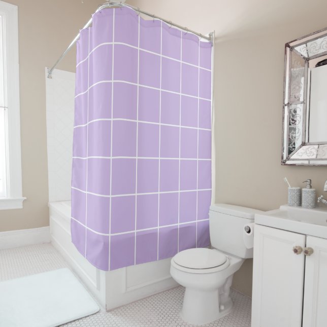 Grid Lilac und White Duschvorhang (Beispiel)