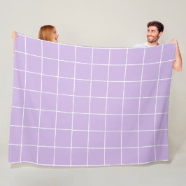Grid Lilac und White Fleecedecke