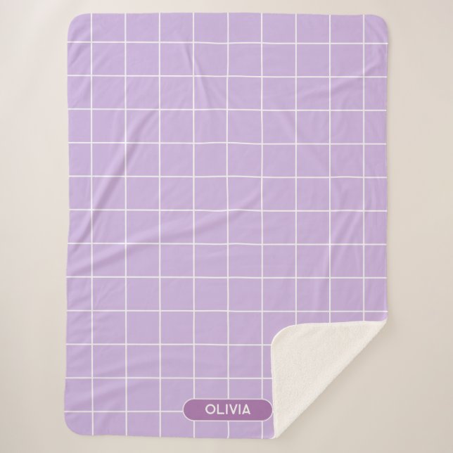 Grid Lilac und White Sherpadecke (Vorderseite)