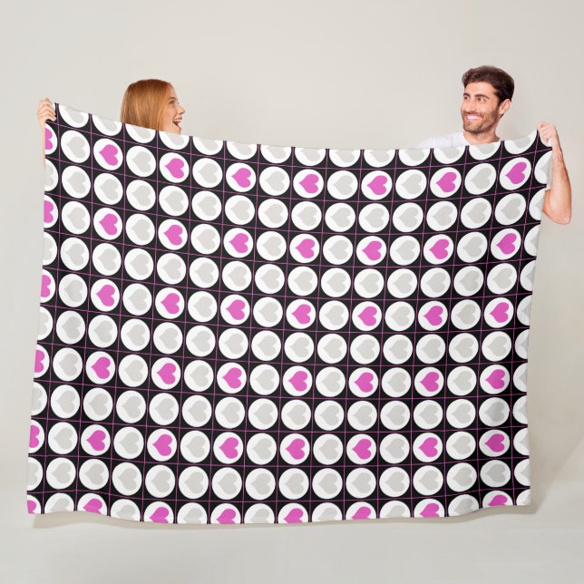 Grid-Muster in Rosa und Grau Fleecedecke (Beispiel)