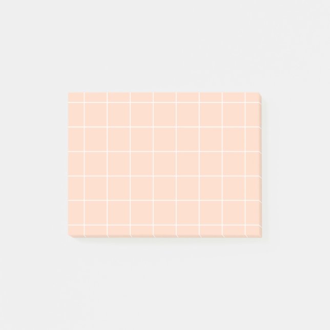 Grid paper: minimalist grid (Peach) Post-it Klebezettel (Vorderseite)