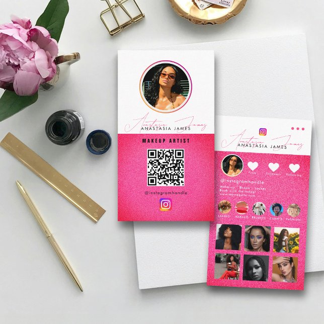 Grid Social Media QR-Code des Influencer-Fotos Gef Visitenkarte (Influencer Photo Feed Grid Social Media QR Code Business Card)