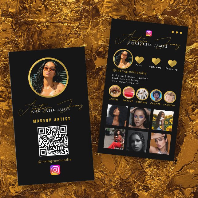 Grid Social Media QR-Code des Influencer-Fotos Gef Visitenkarte (Influencer Photo Feed Grid Social Media QR Code Business Card)