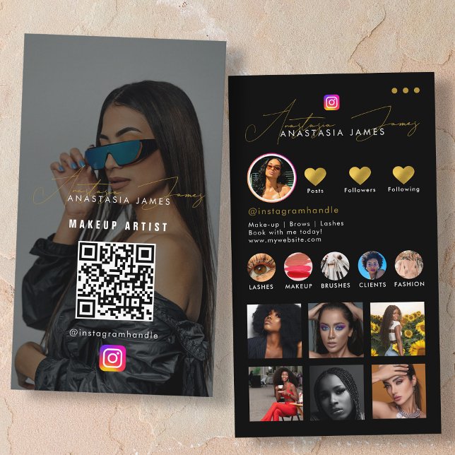 Grid Social Media QR-Code des Influencer-Fotos Gef Visitenkarte (Influencer Photo Feed Grid Social Media QR Code Business Card)