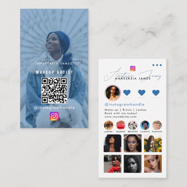 Grid Social Media QR-Code des Influencer-Fotos Gef Visitenkarte (Vorne/Hinten)