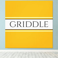 GRIDDLE Bright Golden Yellow White Strips Text