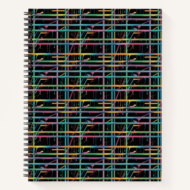 "Gridlocks Glow: Neon Tropfen Matrix" Notizbuch (Vorderseite)