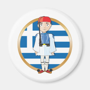 Grieche Evzone mit Flagge Magnet