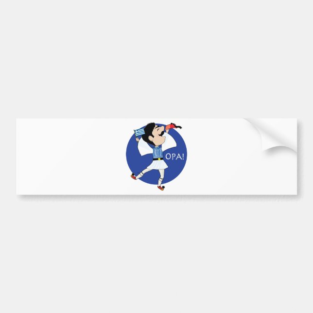Grieche Evzone Tanzen mit Flagge OPA! Autoaufkleber (Vorne)