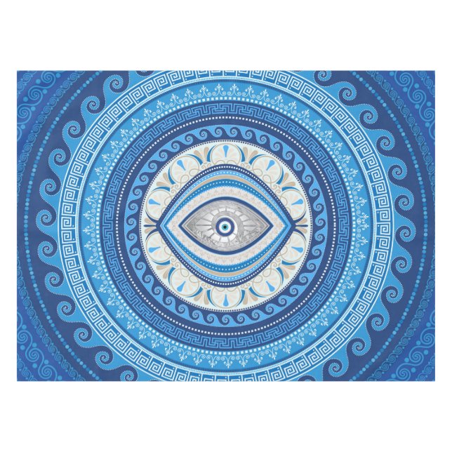 Grieche Mati Mataki - griechische Blicksverzierung Tischdecke (Vorderseite (Horizontal))