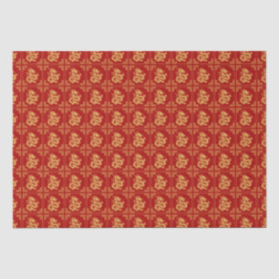 Grieche Rahmen Gold Dragon Muster Rot Seidenpapier