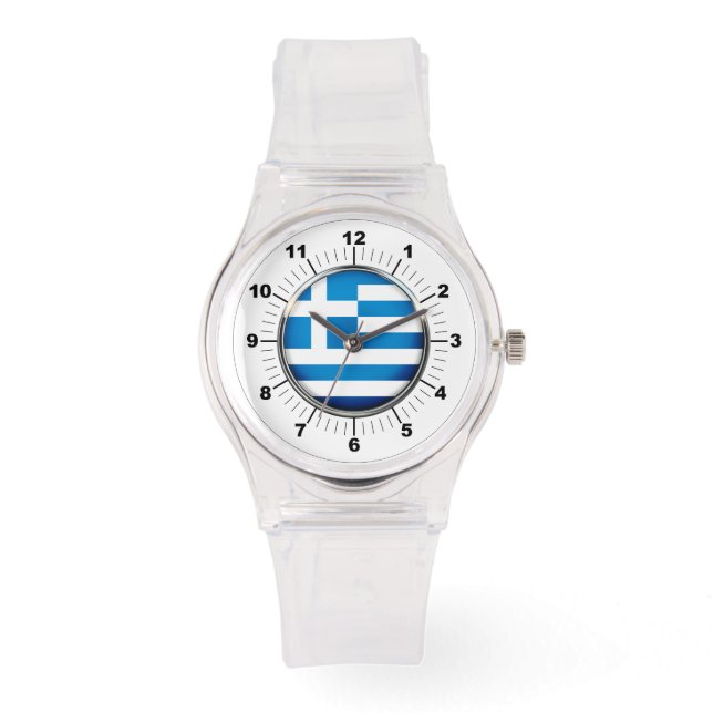 Griechen-Fahne Sporty Pink Silicon Watch Armbanduhr (Vorderseite)