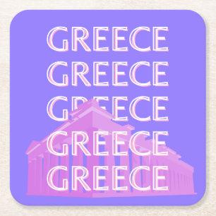 Griechenland, Athen - Kunst des Reisens, Retro-Kun Rechteckiger Pappuntersetzer