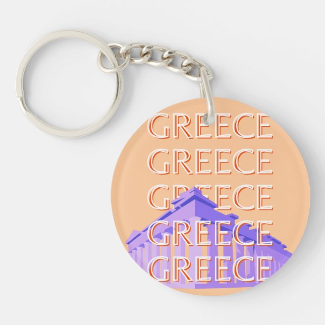 Griechenland, Athen Travel Art, Orange Schlüsselanhänger (Vorderseite)