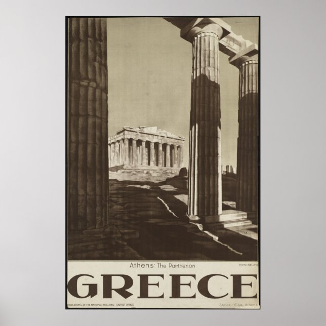 Griechenland Athens Vintage Travel Poster Ad Retro (Vorne)