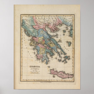 Griechenland - Atlas-Karte Poster