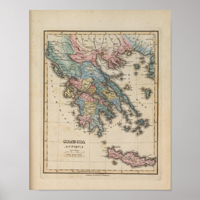 Griechenland - Atlas-Karte Poster (Vorne)