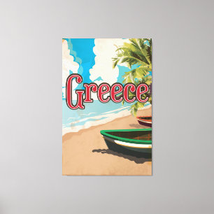 Griechenland Beach Vintage Reiseplakat Leinwanddruck